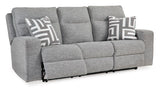 Signature Design by Ashley Biscoe Casual UV Resistant Power Reclining Sofa with Adjustable Headrest and USB Ports, Light Gray Signature Design by Ashley