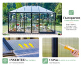 AMERLIFE 14x9.5x9 FT Hybrid Polycarbonate Greenhouse Quick Connector Fast Assembly, Swing 2 Doors Clear Panels, Walk-in Large Aluminum Greenhouse Winter Greenhouse for Outdoors, Black AMERLIFE