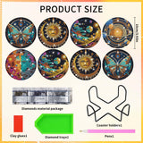 Mystical Moon Diamond Art Coasters: 8 Pcs Witchy Diamond Painting Coaster with Holder and Cork Pads, Celestial Diamond Art Coasters for Adults Beginners DIY Crafts Home Decor Gifts CRASHOT