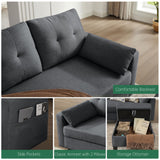 Portaforta Convertible Sectional Sofa Couch, 101" U Shaped Couch with Storage Chaise and Side Pocket, Modern Polyester 4-Seat Reversible Sofa Set for Living Room, Dark Grey Portaforta