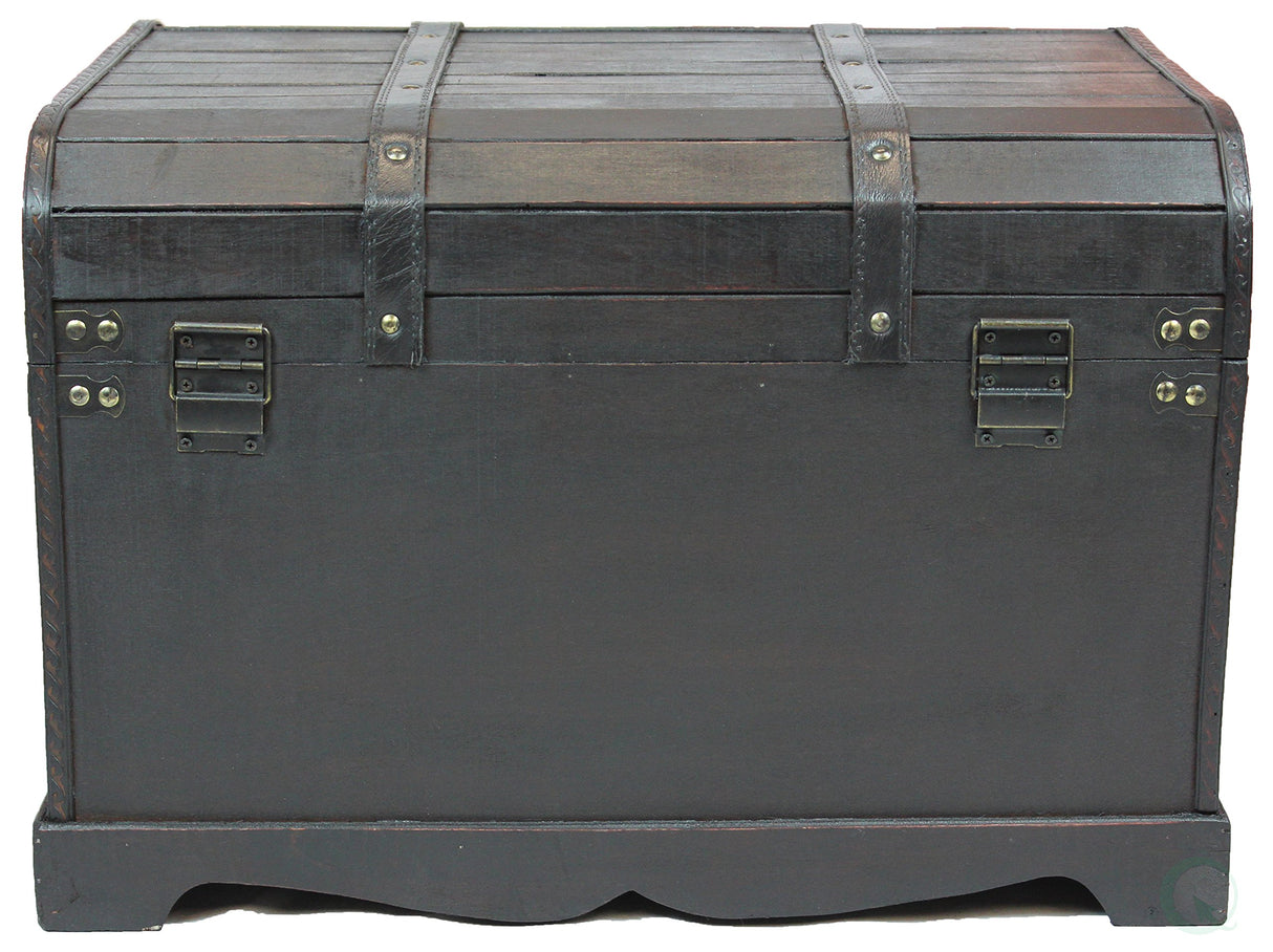 Vintiquewise Antique Style Black Wooden Steamer Trunk Coffee Table, Storage Chest with Lid, Hope Chest Storage, Blanket Trunk for Living Room or Bedroom Vintiquewise