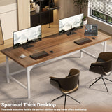 Unikito 70.8 Inch Extra Long Computer Desks, Heavy Duty Large Office Executive Desk, Sturdy 2 Person Desk, Premium Thick Study Writing Table Computer Table for Home Office Workstation, Rustic/White Unikito