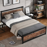 LOTCAIN Heavy Duty Metal Bed Frame with Wooden Headboard – Sturdy, Noise-Free Design for Twin XL/Queen/King Sizes LOTCAIN