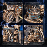 ROKR 3D Puzzles for Adults, Electric Model Kits Marble Spaceport LGC01, 472pcs Marble Run Brain Teaser Wooden Puzzles Building Toy, Desk Decor Creative Birthday Gifts for Men/Women/Teens 14+ ROKR