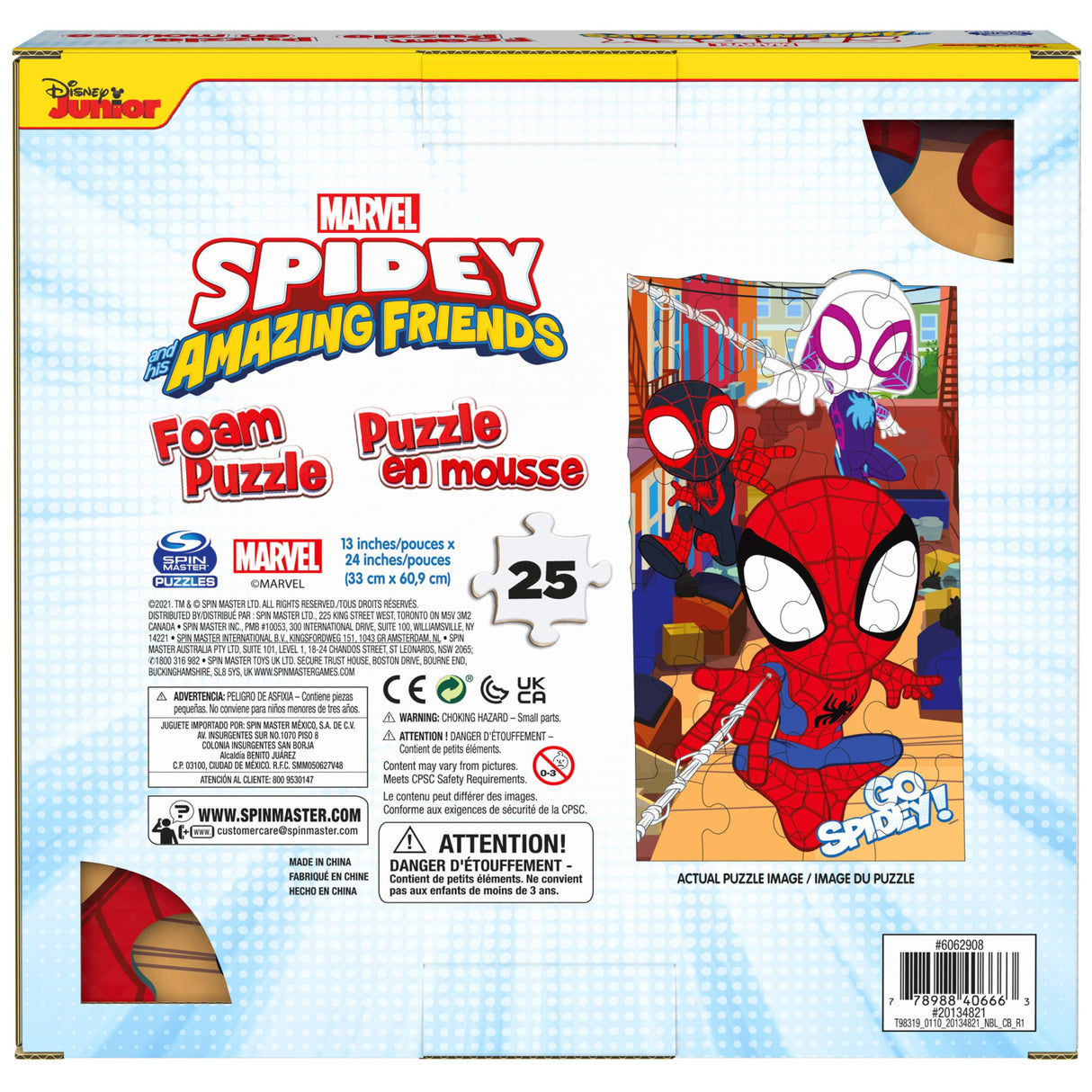 Marvel, 25-Piece Jigsaw Foam Squishy Puzzle Go Spidey! Disney Junior Spidey and his Amazing Friends Show, for Kids Ages 4 and up Spin Master Games