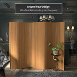 Oriental Furniture 6 ft. Tall Bamboo Wave Screen - Natural Red Lantern