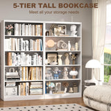 DUTYSEST Book Shelf Organizer, Metal Bookshelves Adjustable, 5 Tier White Bookcase, Heavy Duty Open Bookshelf for Office, Living Room, Library, Bedroom, 65.8" Tall DUTYSEST