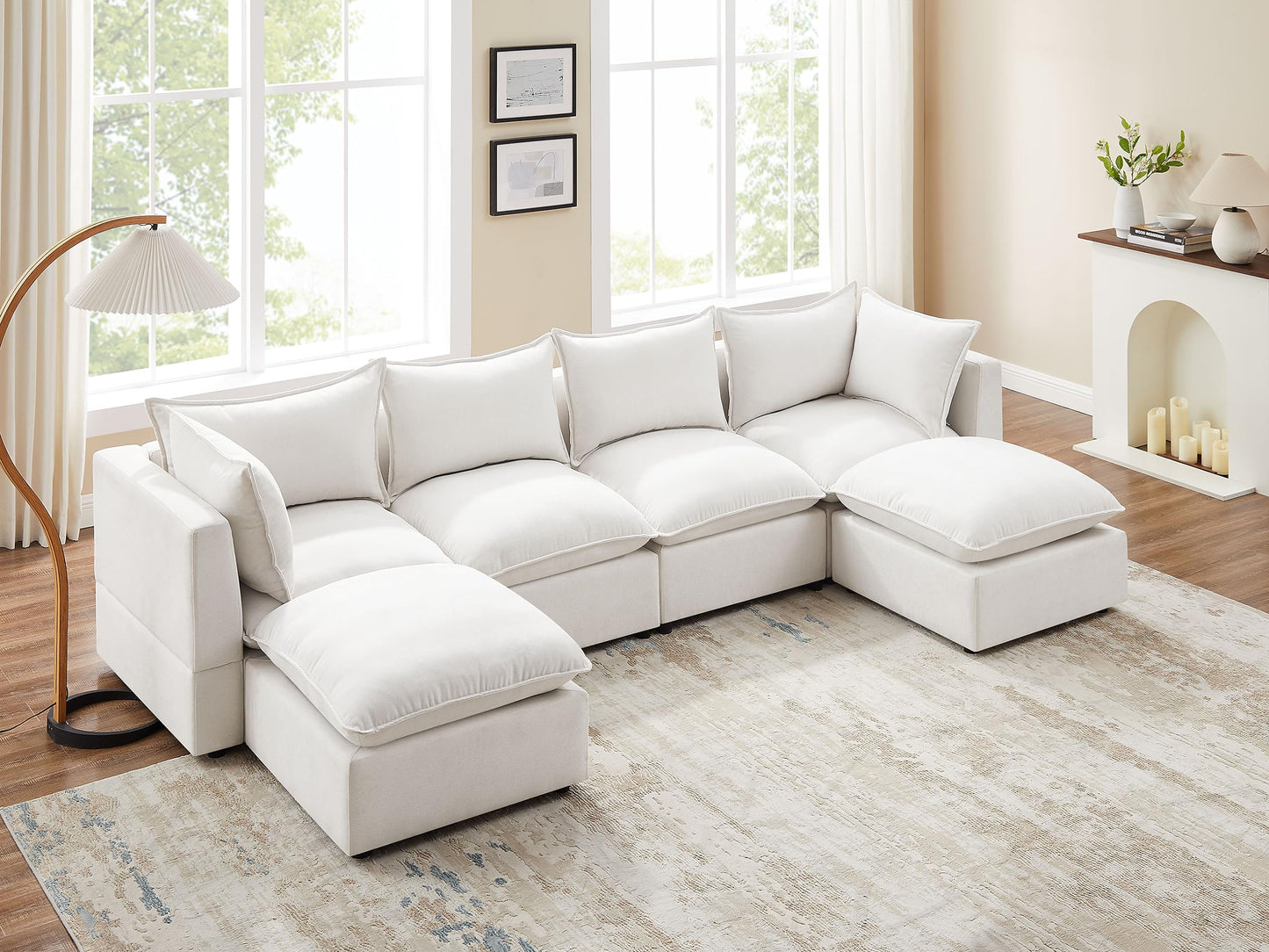 VANOMi Modular Sectional Sofa, 6 Seater Sectional Sofa Modular Sectional Couch for Living Room, U Shape Sofa