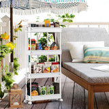 SPACEKEEPER Slim Rolling Storage Cart 4 Tier Bathroom Organizer Mobile Shelving Unit Utility Cart Tower Rack for Kitchen Laundry Narrow Places, White SPACEKEEPER
