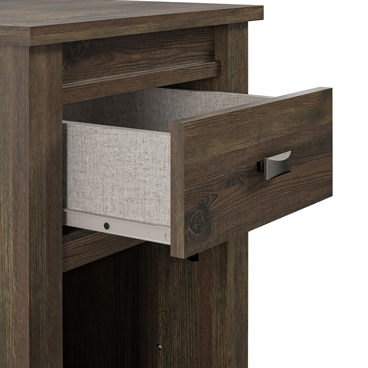 Ameriwood Home Farmington Country Style Nightstand with Barn Door Design, Concealed Drawer and Open Cubby, Textured Weathered Medium Brown Finish Ameriwood Home