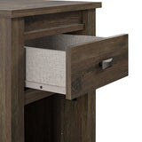 Ameriwood Home Farmington Country Style Nightstand with Barn Door Design, Concealed Drawer and Open Cubby, Textured Weathered Medium Brown Finish Ameriwood Home