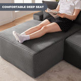 Mangodan Cloud Sectional Couch, Boneless Sofa for Living Room, Modular Sectional Sofa with Deep Seat, Fluffy Comfy Couch with L-Shaped Chaise, No Assembly Required, Dark Grey Mangodan