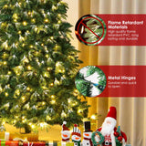 Arlopu 8ft PE&PVC Prelit Christmas Tree, Artificial Spruce Tree with 400 Warm White Lights, 1312 Branch Tips, Ice Crystal, Metal Hinges and Foldable Stand for Home,Party,Store,Holiday, Decor Arlopu