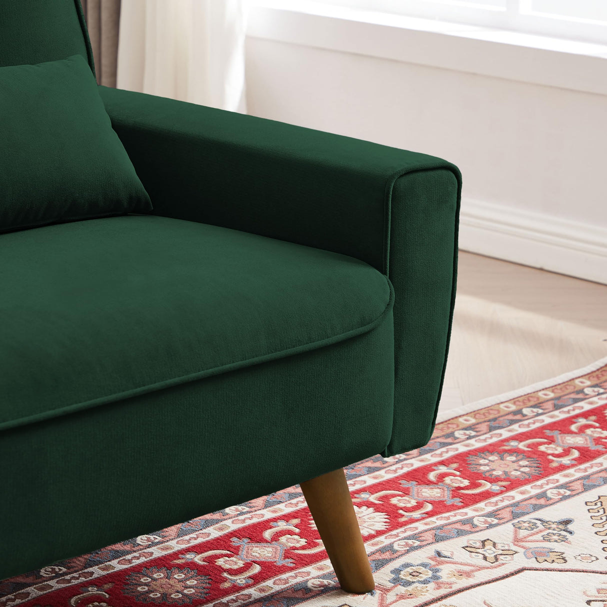 Portaforta 48" Small Loveseat Sofa, Mid Century Modern Love Seat Couch, 2 Seat Tufted Couches with Throw Pillows for Living Room, Apartment, Bedroom and Small Spaces, Green Portaforta