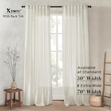 XTMYI Linen Cotton Farmhouse Curtains for Living Room Bedroom 84 Inches Long Two Sheer Hook Belt Pleated Back Tab Birch Off White Ivory Neutral Boho Sour Cream Curtain Drapes 84 Length 2 Panels Set XTMYI