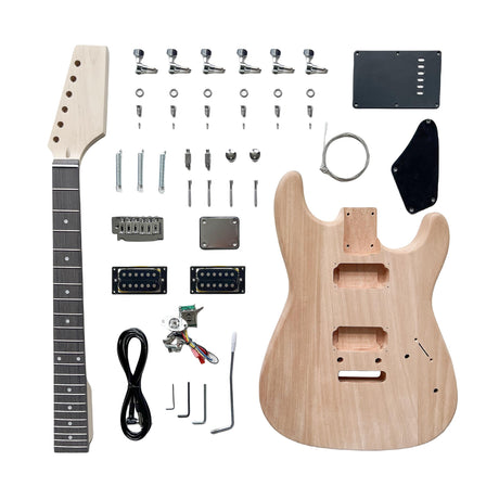 DBL DIY Guitar Kit for Beginners and Professionals,Right Handed with Mahogany Body Rosewood Fingerboard,Build Your Own Guitar,Self Assembled Electric Guitar DBL