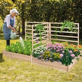 Giantex Raised Garden Bed with 3 Trellises, 88"L x 45"W x 43"H, Set of 2 Wood Planter Box for Vegetables Flowers Herbs Fruits Climbing Plants Cucumber, Easy Assembly, Outdoor Rectangular Raised Beds Giantex