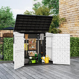 LHBGO Horizontal Storage Shed, Outdoor Resin Storage Shed 36 Cu. Ft. Garden Extra Large Capacity Weather Resistant Storage Box, Lockabl Waterproof Shed for Garbage Cans, Garden Tools, Light Gray LHBGO