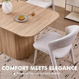 Lecafur HL 63" Large Dining Table for 4 6 Person, [Rounded Corners] [Wood Strip Pedestal Base] Farmhouse Modern Rectangle Kitchen Dinner Table Lecafur HL