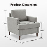 Weture Mid-Century Accent Chair,Modern Linen Fabric Armchair for Living Room,Comfy Upholstered Reading Accent Chairs for Bedroom,Single Sofa Chair with Wood Legs (Light Grey, 1 Pack) Weture