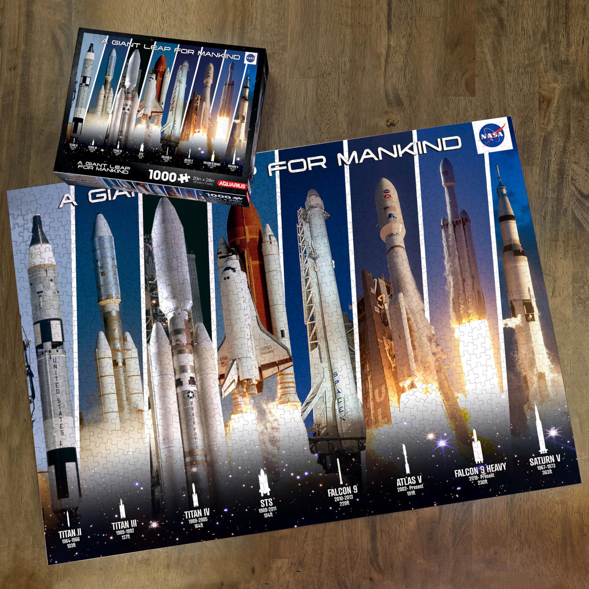 AQUARIUS NASA Rocket Grid Puzzle (1000 Piece Jigsaw Puzzle) - Glare Free - Precision Fit - Virtually No Puzzle Dust - Officially Licensed NASA Merchandise & Collectibles - 20x28 in AQUARIUS
