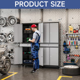 Anxxsu Metal Garage Storage Cabinet with Wheels, 73" Lockable Storage Cabinet with 2 Adjustable Shelves and 1 Drawer for Garage, Utility Room, Warehouse (Black Grey) Anxxsu