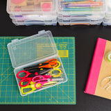 IRIS USA Big Capacity Plastic Pencil Case Box Craft Hobby Art School Office Supply Stackable Storage Organizer Container Pouch with Snap Lid, 10-Pack, Pens Journaling Washi Tape Sticker, Clear, Medium IRIS