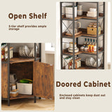 IRONCK Bookshelves 5 Tiers, Corner Bookshelf with Baffles, Bookcase and Bookshelf with Doors, Industrial Display Bookshelves for Living Room, Kitchen IRONCK