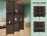 6 Panel Wood Room Dividers with Shelves Folding Privacy Screens Portable Partition Screen, 6 Ft Tall 5.7 Ft Wide Room Partitions and Dividers, Folding Privacy Wooden Screen with 2 Shelf Capacmkseh