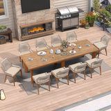 PURPLE LEAF 11 Pieces Patio Dining Set Aluminum Modern Rectangular Table and Wicker Chairs with Cushions for Kitchen Porch Garden Outdoor Furniture Sets PURPLE LEAF