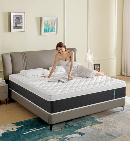 ADDNUSS Queen Mattresses,12 Inch Memory Foam Hybrid Queen Mattress in a Box with Individual Pocket Spring,Pressure Relief & Motion Isolation Queen Size Black Mattress,CertiPUR-US.