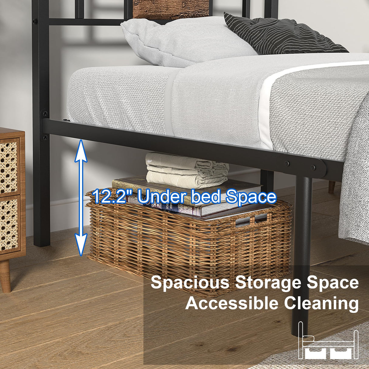 VECELO Twin Size Bed Frame with Headboard, Heavy-Duty Platform with Metal Slats Support, No Box Spring Needed/Easy Assembly, Black VECELO