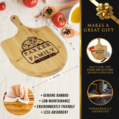 Custom Personalized Pizza Peel Bamboo Wood Paddle Board - Housewarming Pizza Lovers Idea (Small - Personal Size) - WoodArtSupply