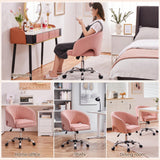 Yaheetech Pink Desk Chair Vanity Chair with Back Home Office Chair Cute Desk Chair Modern Swivel Rolling Chair Computer Chair for Study, Vanity, Bedroom Yaheetech