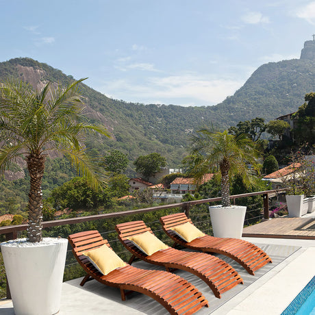 Devoko Patio Chaise Pool Lounge Outdoor Folding Wooden Lounge Chair for Outside Waterproof Lounge Chair (2 Piece) Devoko