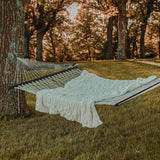 SZHLUX Double Rope Hammocks, Traditional Hand Woven Cotton Hammock with Hardwood Spreader Bar and Carrying Case for Outdoor, Indoor for Two Person, 450lb Weight Capacity SZHLUX