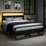 Catrimown Full Size Metal LED Bed Frame with Headboard - Heavy Duty Platform Design, Noise-Free & Easy Assembly Catrimown