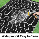 Smiry Outdoor Rug 5x8 ft, Waterproof Reversible Plastic Straw Rugs, Boho Outdoor Area Rug, Outside Floor Mat for Patio, Backyard, Deck, Picnic, Beach, Camping, Black Smiry