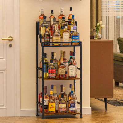 Jsskeeim Trapezoidal Liquor Cabinet Bar for Home, Stepped Wine Rack Freestanding Floor, Corner Syrup & Whiskey Stand, Large-Capacity Alcohol Bottle Storage Display Shelf Living Room, Patent Pending