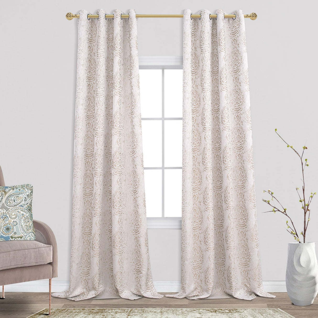 Mrs.Naturall 108 Inch Extra Long Curtains for Living Room,50% Blackout Custom Made Hotel Curtains for Family Room Windows,Taupe Grey Mrs.Naturall