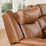 Watson & Whitely Genuine Leather Power Loveseat Recliner Sofa, 2 Seat Wall Hugger Reclining Sofa with Power Headrest & Charging Ports, Dual Recliner Sofas for Living Room, RV, Saddle Brown Watson & Whitely