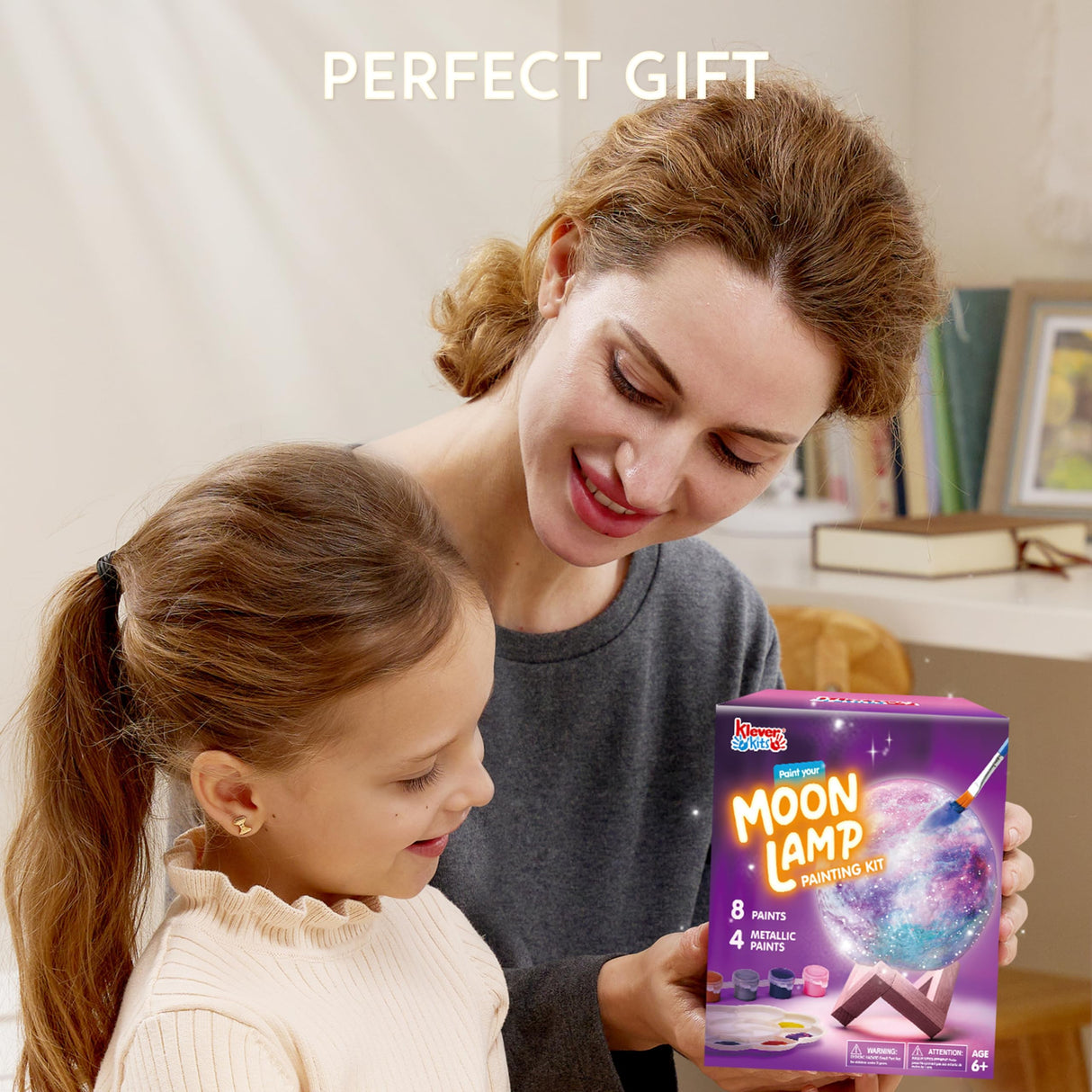 Klever Kits DIY 3D Moon Night Light, Paint Your Own Moon Lamp Kit Galaxy Lamp Arts and Crafts Kit, School Activities, Birthday Gifts for Kids Girls Boys Klever Kits