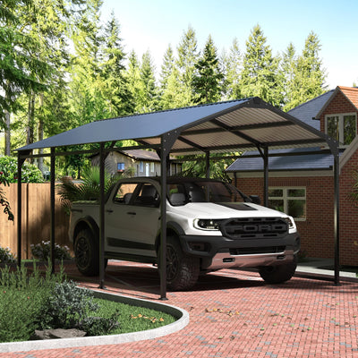 Tobegin 10x15 Carport Heavy Duty Metal Carport with Protective Film Roof,Outdoor Sorage Car Port for Cars,RV Carports,Motorcycles,Trucks,Black