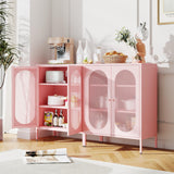 Fumedo 2 Mesh Door Metal Storage Cabinet for Bed Room,Living Room,Home,Hotel,Office,Garage,Kitchen,3-Tier,2 Removable Shelves (Mesh Door Cabinet, Pink) Fumedo