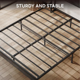 LIKIMIO Queen Bed Frame with Headboard, Dark Wood Camas Queen with Strong Supports, Sturdy, Noise-Free, No Box Spring Needed, Charcoal Grey LIKIMIO