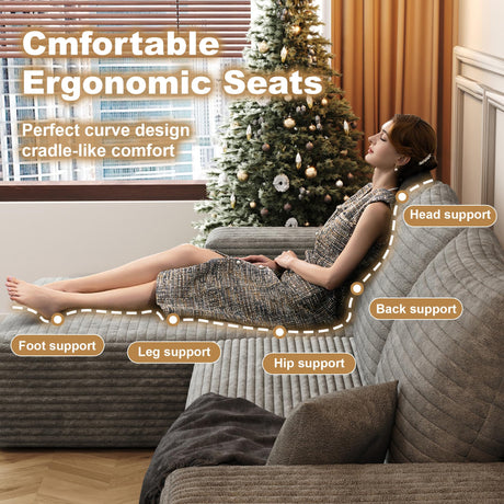 AUGOP 108" Sectional Couches for Living Room Modern Modular Sofa with L-Shape Couchs Upholstered Boneless Couch Deep Seat Sectional Couch with Chaise (Camel, Left Facing Chaise+2Seaters) AUGOP