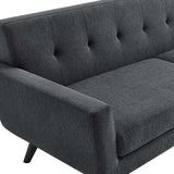 Modway Engage Mid-Century Modern Herringbone Fabric Sofa in Charcoal Modway