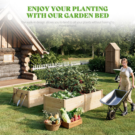 PaPaJet Wooden Raised Garden Bed for Outdoor, Deep Large Planter Box for Gardening, Vegetables, Flowers, Herbs（8×6×2FT） PaPaJet