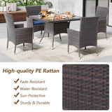 Kullavik 10-Piece Outdoor Dining Set Patio Rattan Furniture Set,Patio Dining Table and Chairs Set with 8 Chairs and Cushions,Square Glass Tabletop with Umbrella Hole for Patio,Backyard,Garden,NavyBlue Kullavik