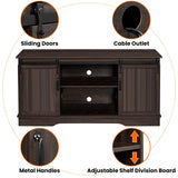 Yaheetech TV Stand for TVs Up to 65 inch, Farmhouse Media Entertainment Center, 58'' TV Console Table with Adjustable Shelves & Sliding Barn Doors for Living Room, Dark Walnut Yaheetech